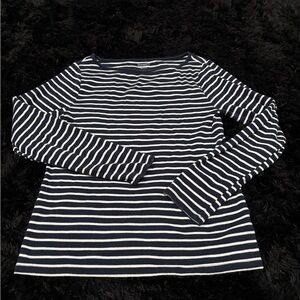 Old Navy Women's Long Sleeve Striped Tee - Navy and White